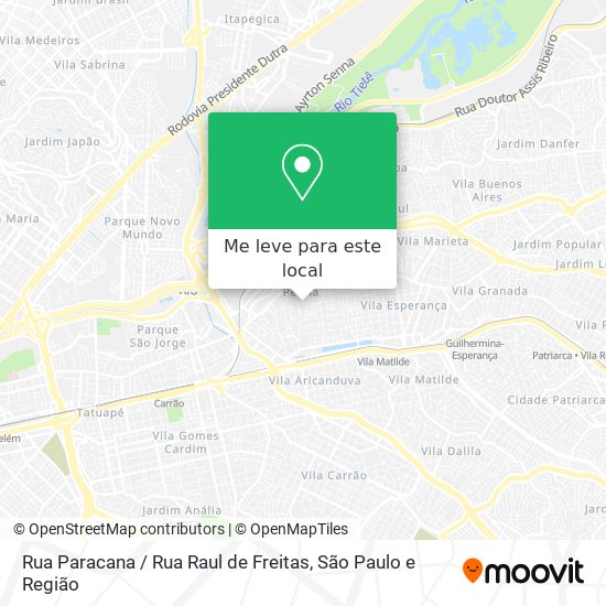 Rua Paracana / Rua Raul de Freitas mapa