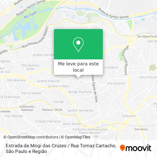 Estrada de Mogi das Cruzes / Rua Tomaz Cartacho mapa