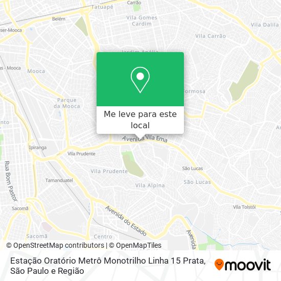 Estação Oratório Metrô Monotrilho Linha 15 Prata mapa