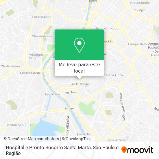 Hospital e Pronto Socorro Santa Marta mapa