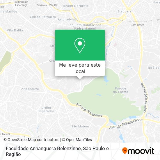 Faculdade Anhanguera Belenzinho mapa