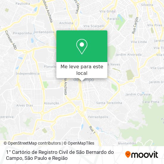 1° Cartório de Registro Civil de São Bernardo do Campo mapa