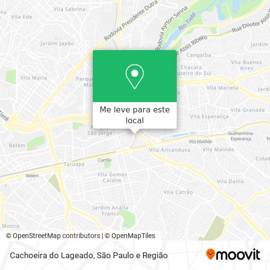 Cachoeira do Lageado mapa