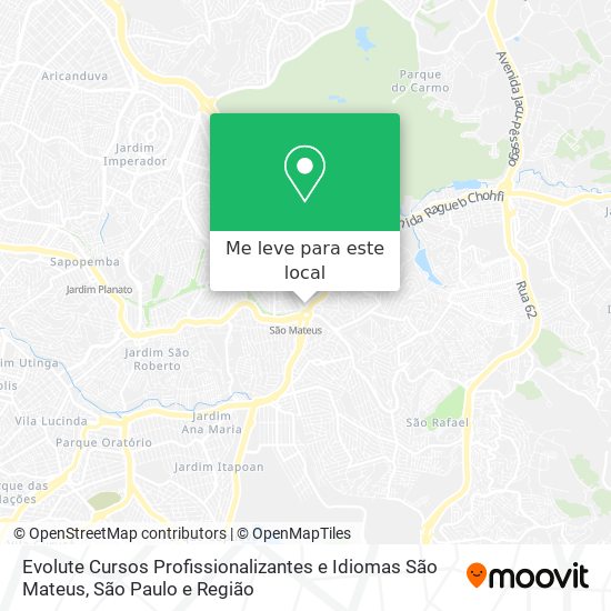 Evolute Cursos Profissionalizantes e Idiomas São Mateus mapa