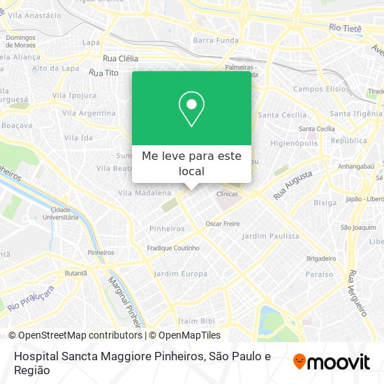 Hospital Sancta Maggiore Pinheiros mapa