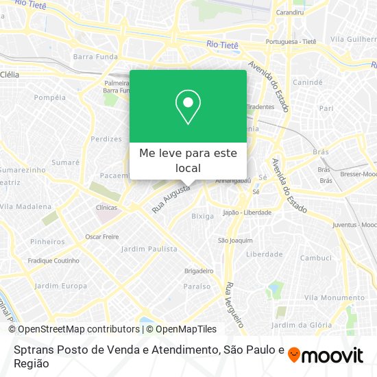 Sptrans Posto de Venda e Atendimento mapa