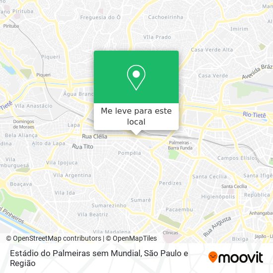 Estádio do Palmeiras sem Mundial mapa