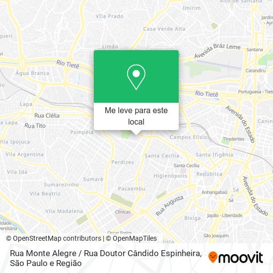 Rua Monte Alegre / Rua Doutor Cândido Espinheira mapa