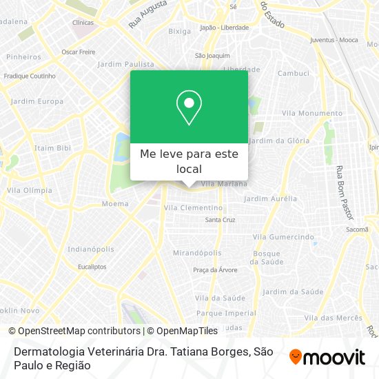 Dermatologia Veterinária Dra. Tatiana Borges mapa