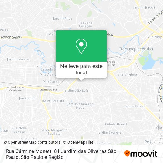 Rua Cármine Monetti  81   Jardim das Oliveiras  São Paulo mapa