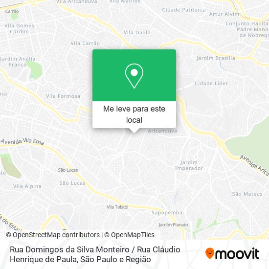 Rua Domingos da Silva Monteiro / Rua Cláudio Henrique de Paula mapa