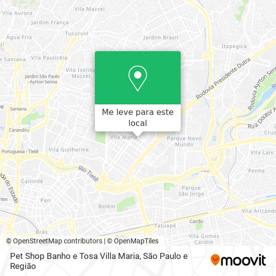Pet Shop Banho e Tosa Villa Maria mapa