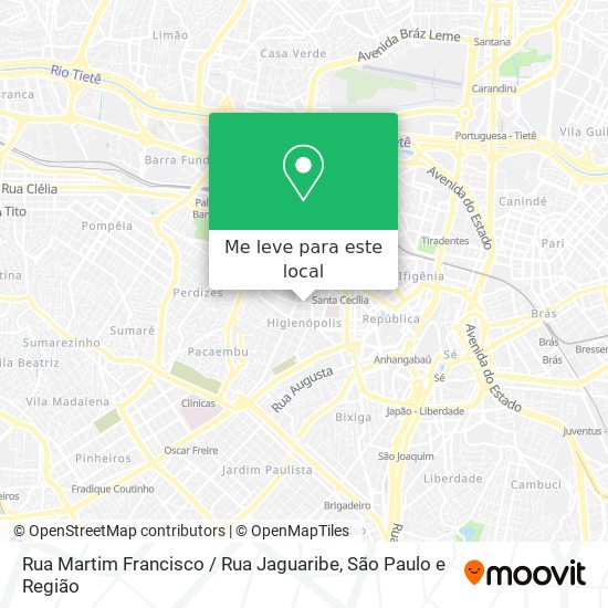 Rua Martim Francisco / Rua Jaguaribe mapa