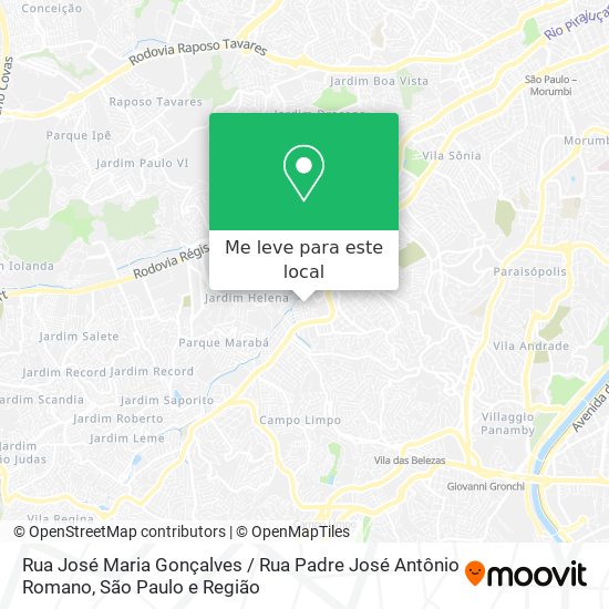 Rua José Maria Gonçalves / Rua Padre José Antônio Romano mapa