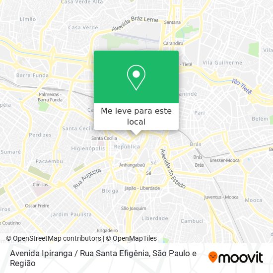 Avenida Ipiranga / Rua Santa Efigênia mapa