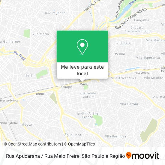 Rua Apucarana / Rua Melo Freire mapa
