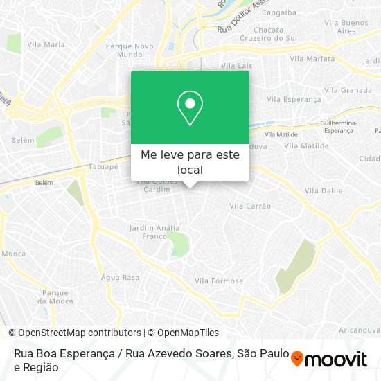 Rua Boa Esperança / Rua Azevedo Soares mapa