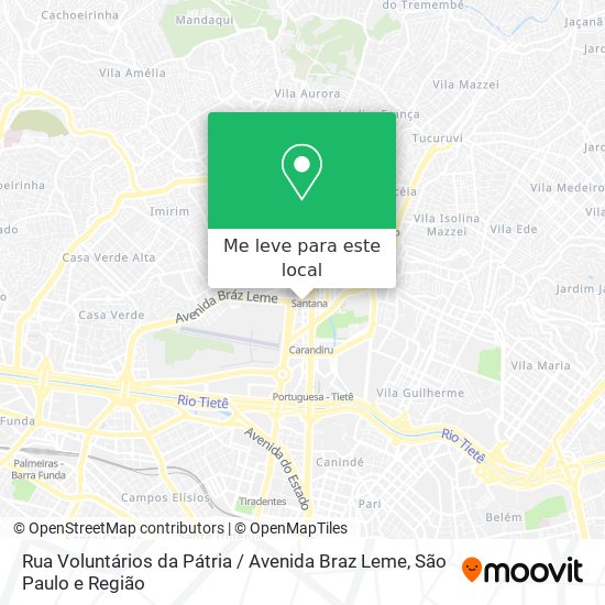Rua Voluntários da Pátria / Avenida Braz Leme mapa