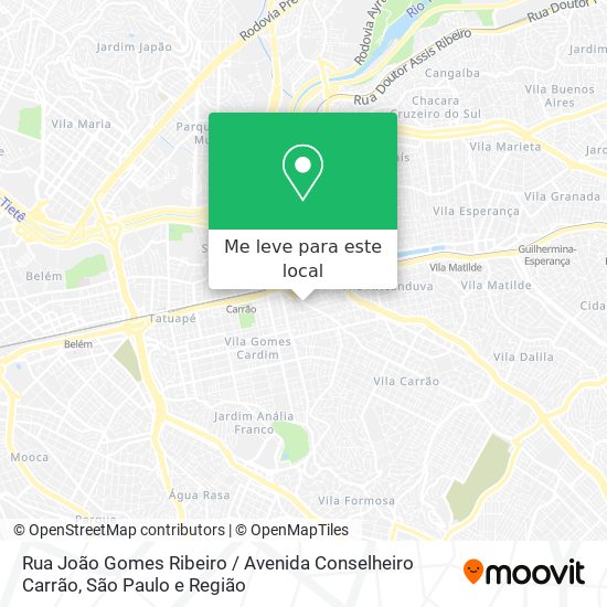 Rua João Gomes Ribeiro / Avenida Conselheiro Carrão mapa