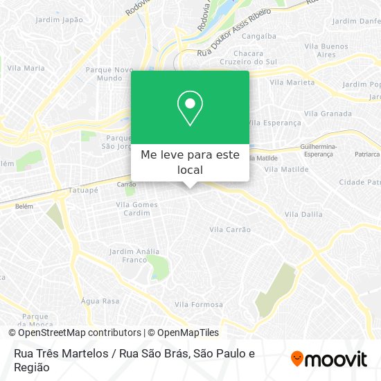 Rua Três Martelos / Rua São Brás mapa