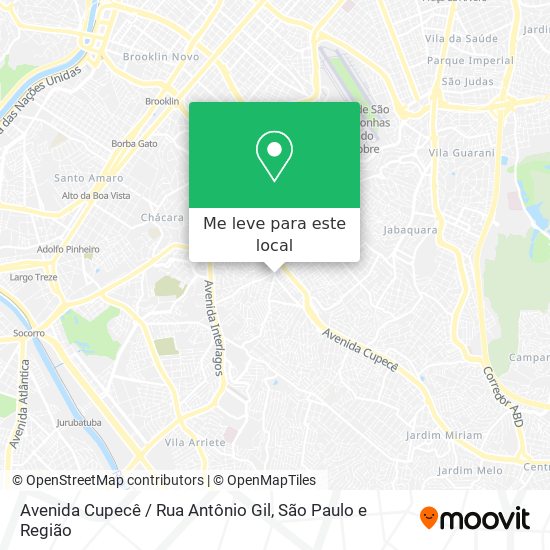 Avenida Cupecê / Rua Antônio Gil mapa