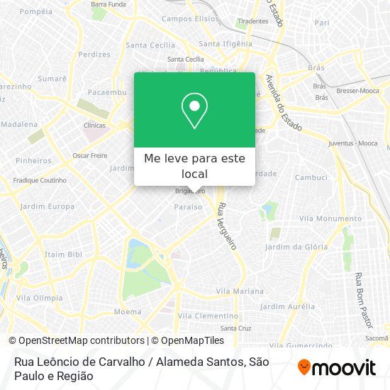 Rua Leôncio de Carvalho / Alameda Santos mapa