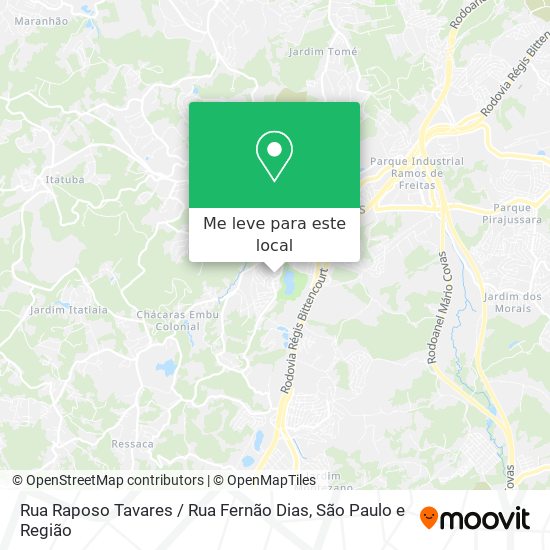 Rua Raposo Tavares / Rua Fernão Dias mapa