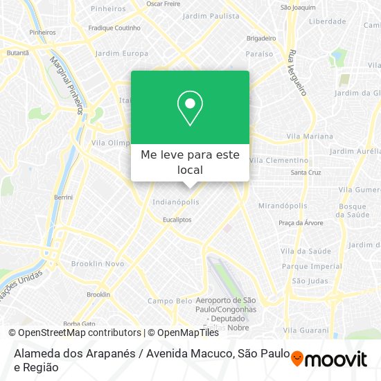 Alameda dos Arapanés / Avenida Macuco mapa