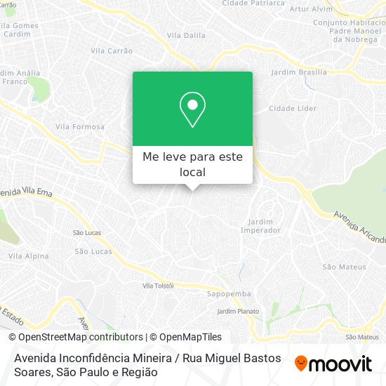 Avenida Inconfidência Mineira / Rua Miguel Bastos Soares mapa