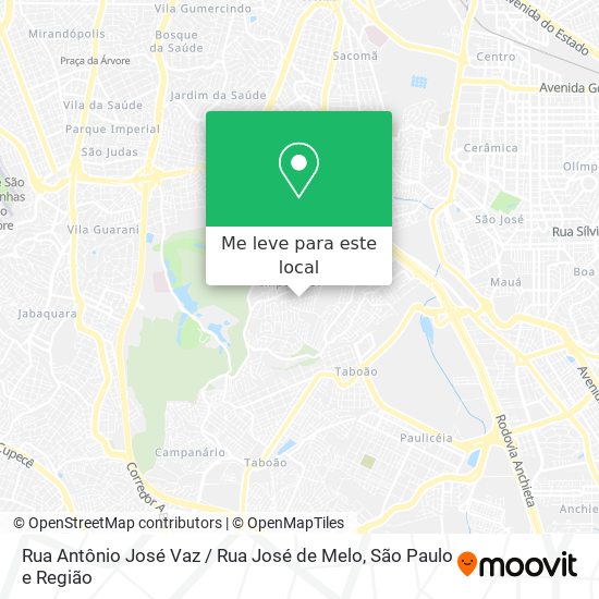 Rua Antônio José Vaz / Rua José de Melo mapa