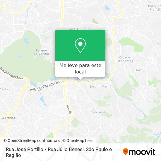 Rua José Portillo / Rua Júlio Benesi mapa