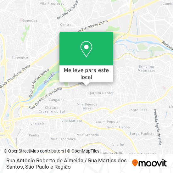 Rua Antônio Roberto de Almeida / Rua Martins dos Santos mapa