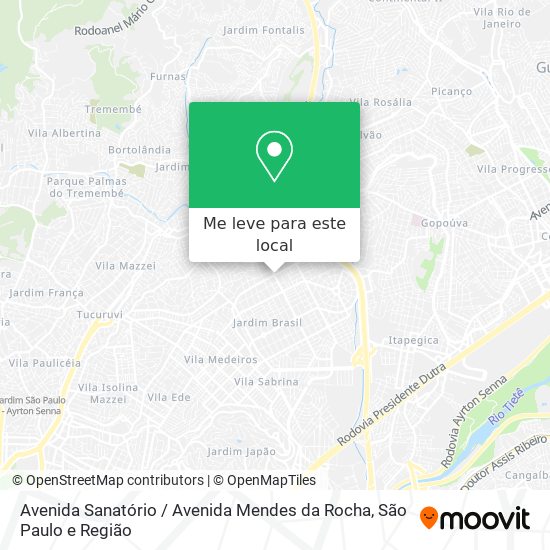 Avenida Sanatório / Avenida Mendes da Rocha mapa