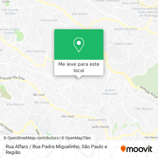 Rua Alfaro / Rua Padre Miguelinho mapa