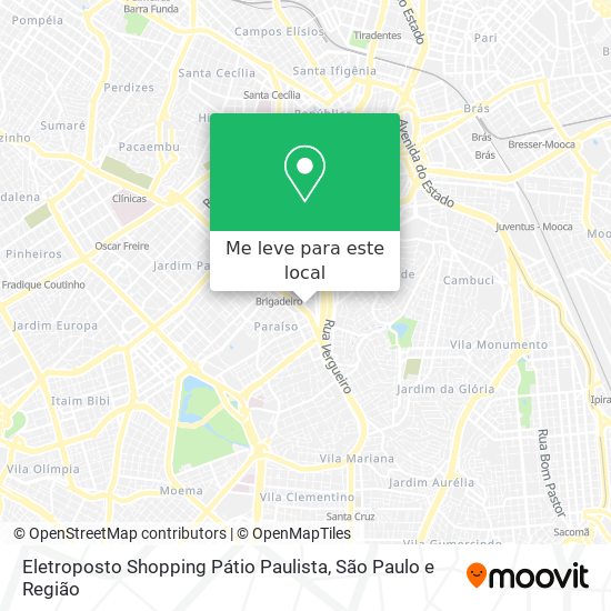 Eletroposto Shopping Pátio Paulista mapa