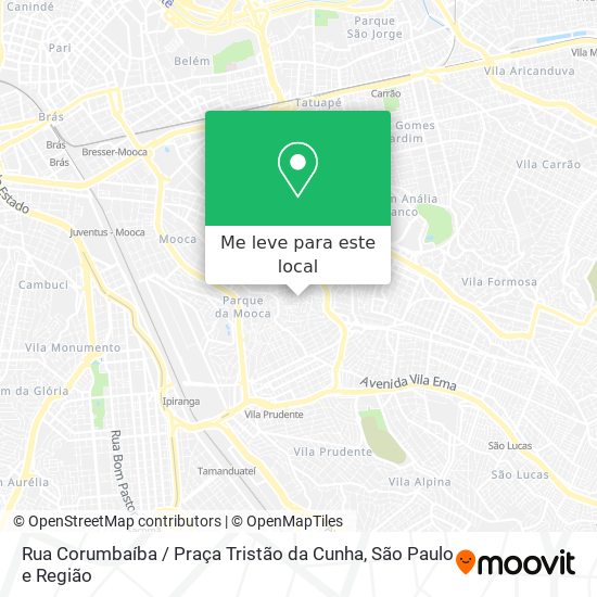 Rua Corumbaíba / Praça Tristão da Cunha mapa