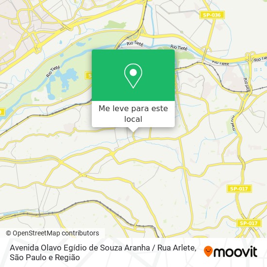 Avenida Olavo Egídio de Souza Aranha / Rua Arlete mapa