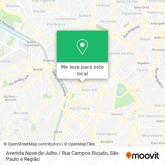 Avenida Nove de Julho / Rua Campos Bicudo mapa