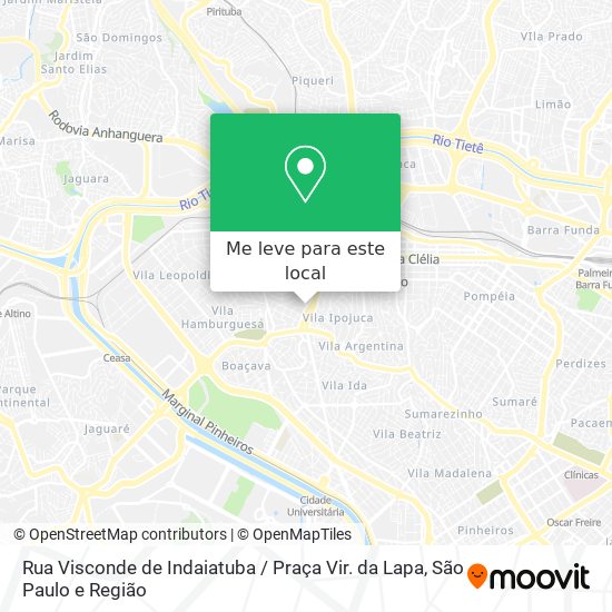 Rua Visconde de Indaiatuba / Praça Vir. da Lapa mapa