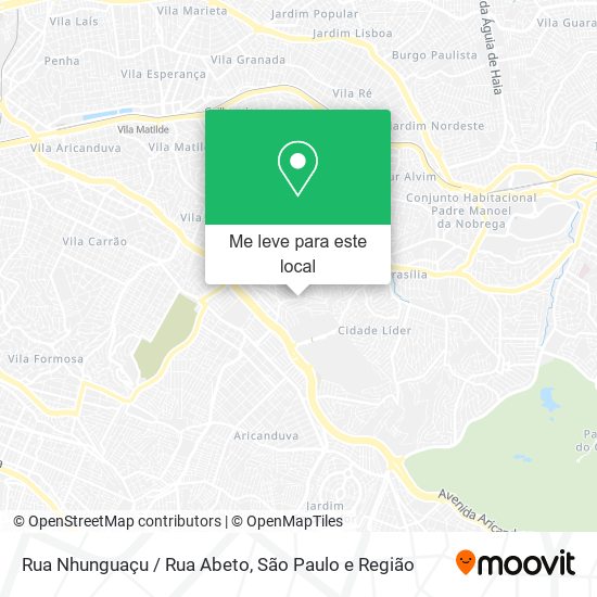 Rua Nhunguaçu / Rua Abeto mapa