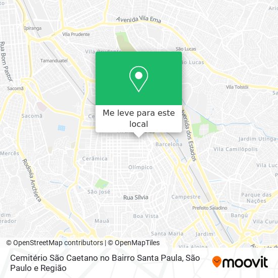 Cemitério São Caetano no Bairro Santa Paula mapa