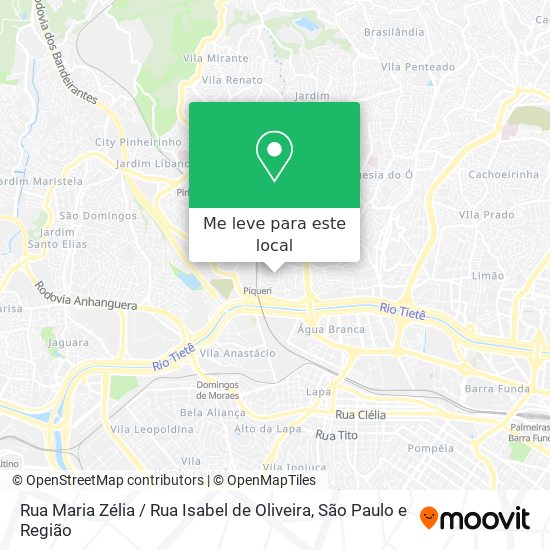 Rua Maria Zélia / Rua Isabel de Oliveira mapa