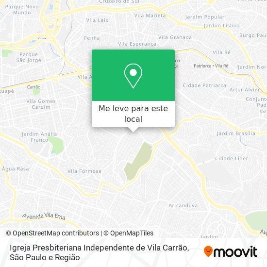 Igreja Presbiteriana Independente de Vila Carrão mapa