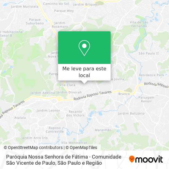 Paróquia Nossa Senhora de Fátima - Comunidade São Vicente de Paulo mapa