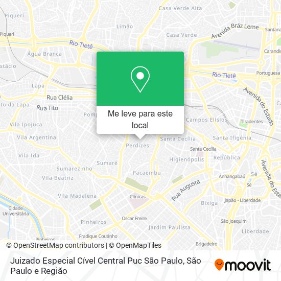 Juizado Especial Cível Central Puc São Paulo mapa