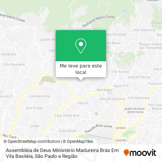 Assembléia de Deus Ministério Madureira Brás Em Vila Basiléia mapa