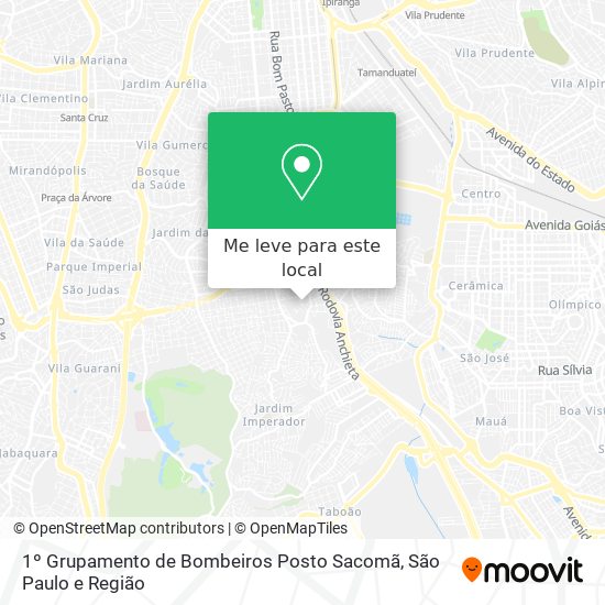 1º Grupamento de Bombeiros Posto Sacomã mapa