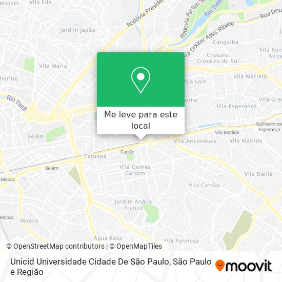 Unicid Universidade Cidade De São Paulo mapa
