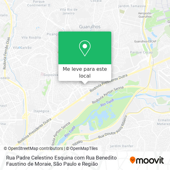 Rua Padre Celestino Esquina com Rua Benedito Faustino de Moraie mapa