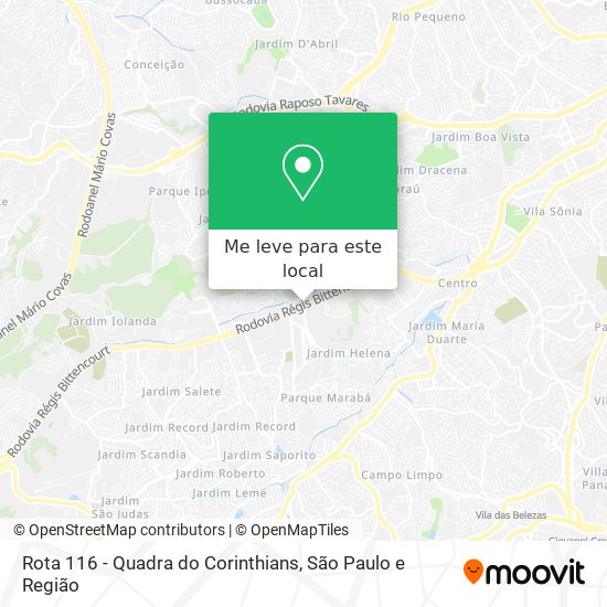 Rota 116 - Quadra do Corinthians mapa